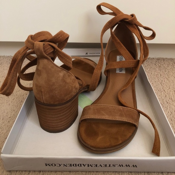 cognac lace up sandals